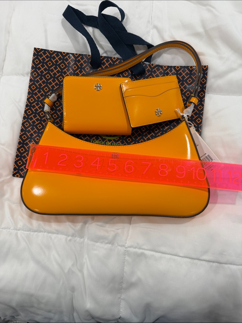 Tory Burch Handbag + Wallet + Card Case In Bright Squash - New - Picture 9 of 14